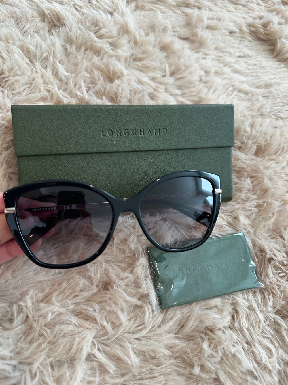 Longchamp Black Cat-Eye Sunglasses with Gradient Lenses
